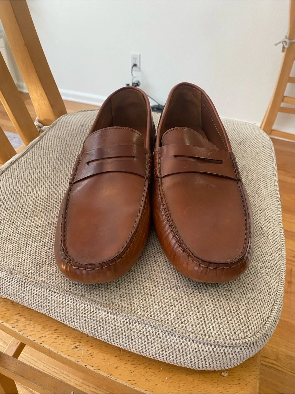 Italian Driver Men’s Penny Loafers in Brown Leather 12M